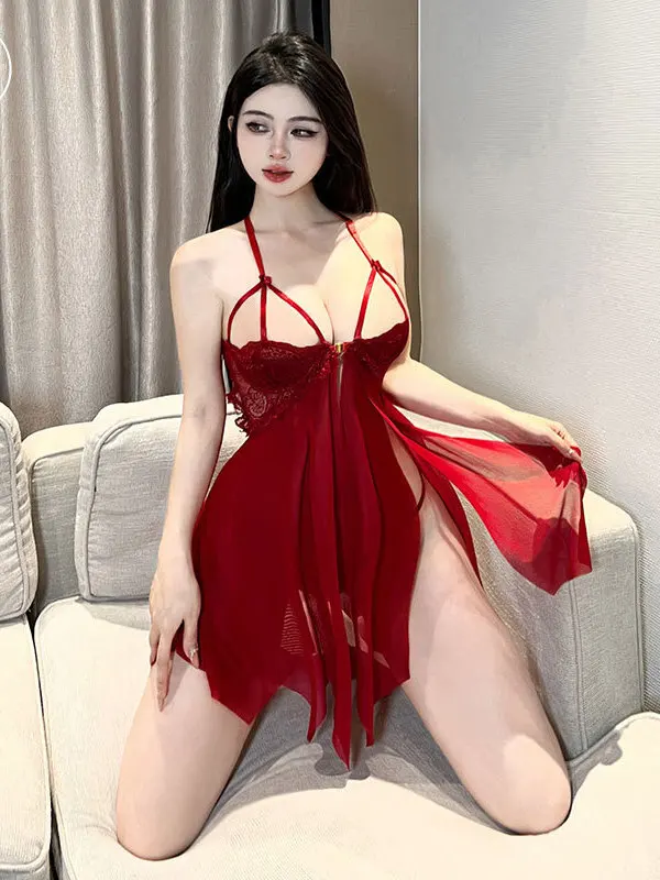 

Нижнее белье большого размера Love, сетчатое прозрачное очаровательное платье для взрослых, элегантное нежное сексуальное сексуальное платье со стальным кольцом на груди, полое платье GO8R