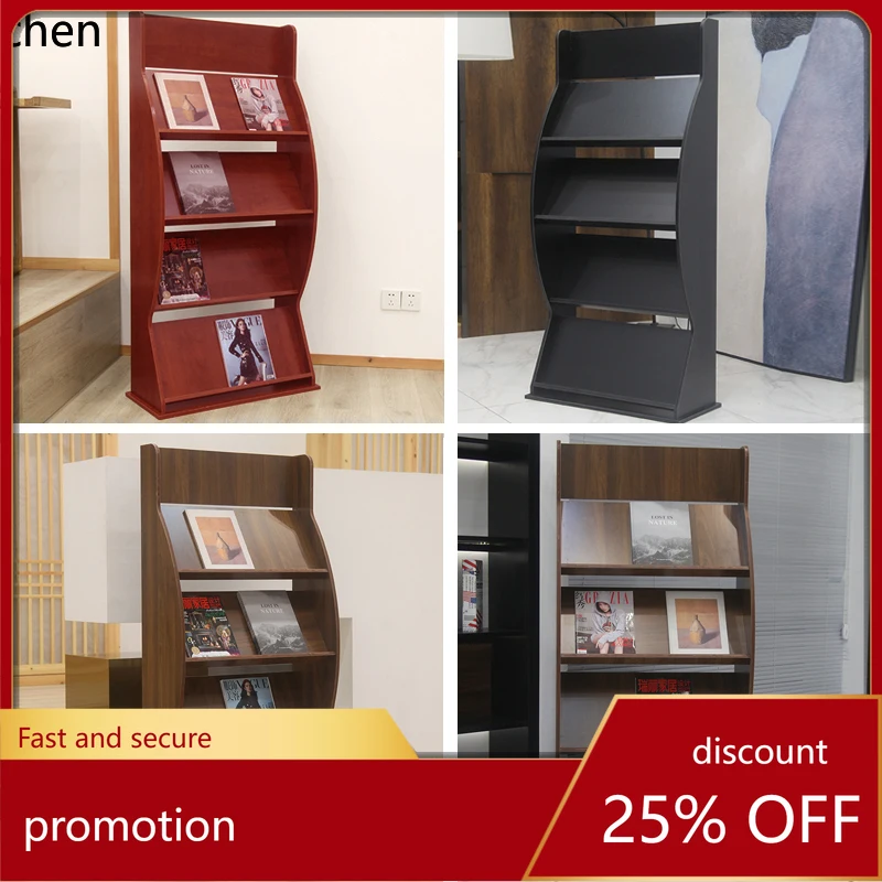 ZML Floor-standing Magazine Storage Rack Book Display Rack Wooden Brochure Holder