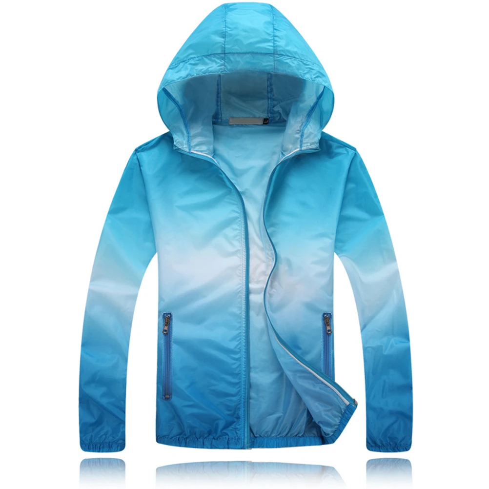 Sunscreen Jacket Women Lightweight UV Protection Blue Anti UV Coat Breathable Summer Hiking Wear Beach Clothes