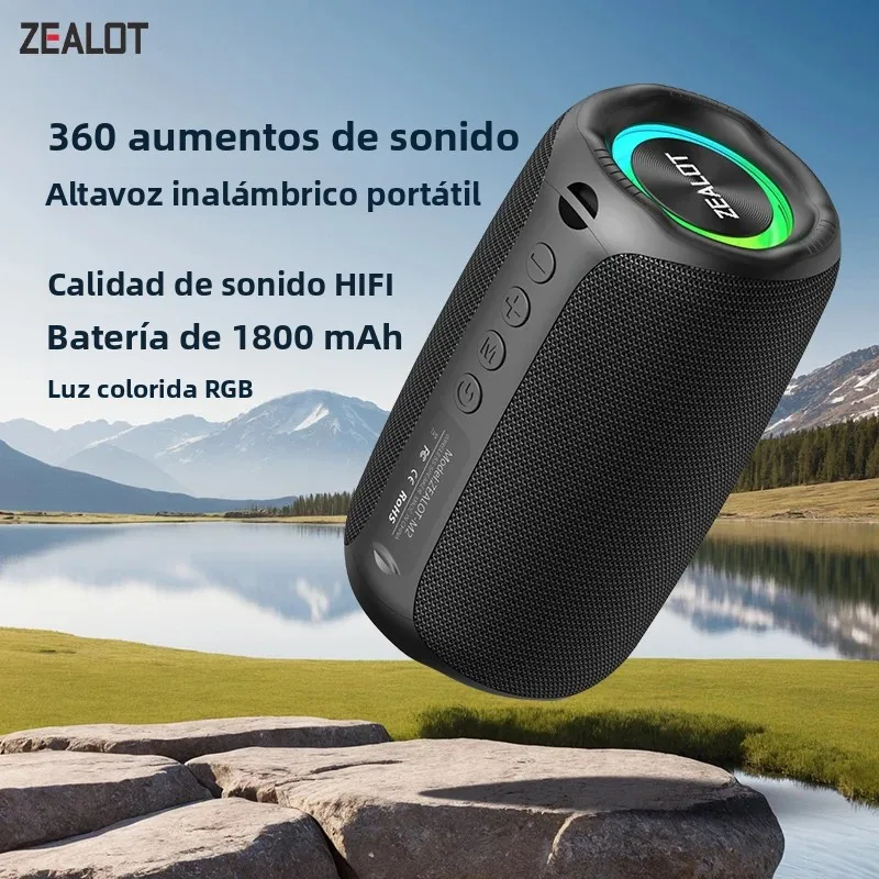 Altavoz Bluetooth ZEALOT-M2, ultraportátil, hasta 10 horas de reproducción, IP65 resistente al agua y al polvo, sonido potente para exteriores