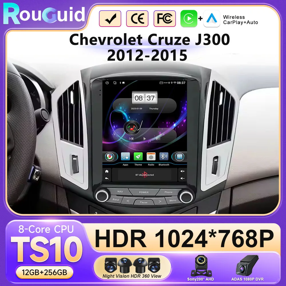 9.7inch For Chevrolet Cruze J300 2008 - 2012 Android 16 Multimedia Video Player GPS  Wireless Android Auto Touch Screen BT