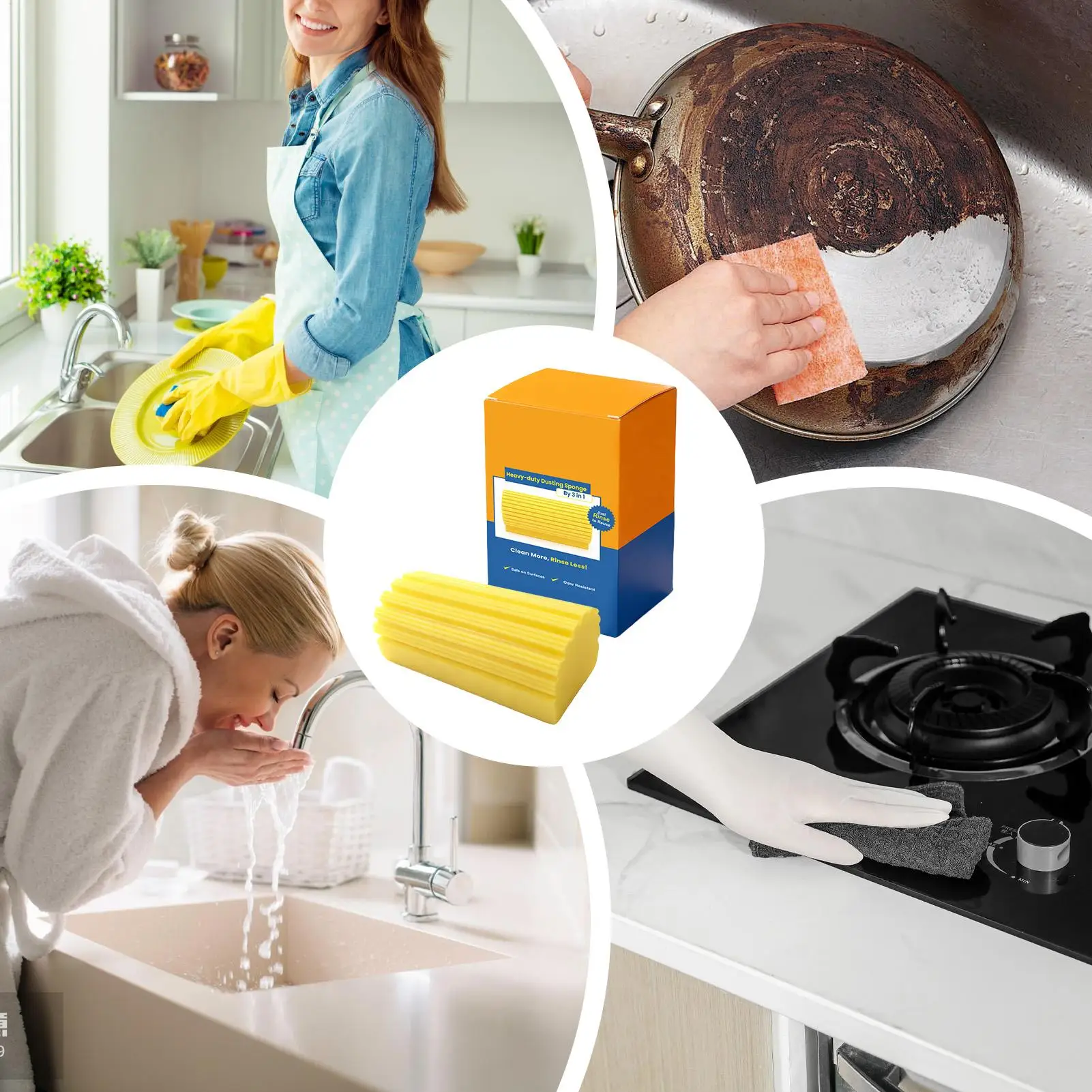 Multipurpose Dust Cleaning Sponge Reusable Non Scratch Baseboard Mop Cleaner Tool for Furniture Tabletop Kitchen Window Floor