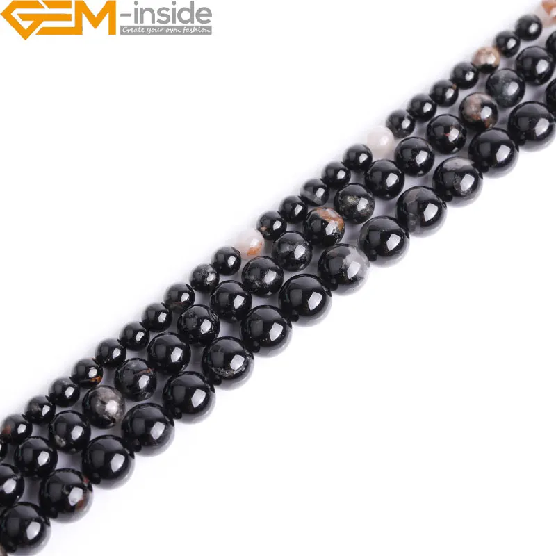 

6mm8mm10mm Natural Stone Mixed Black Tourmaline Round Polished Beads for Making Jewelry Adult Bulk 15 inch wholesale GEM-inside