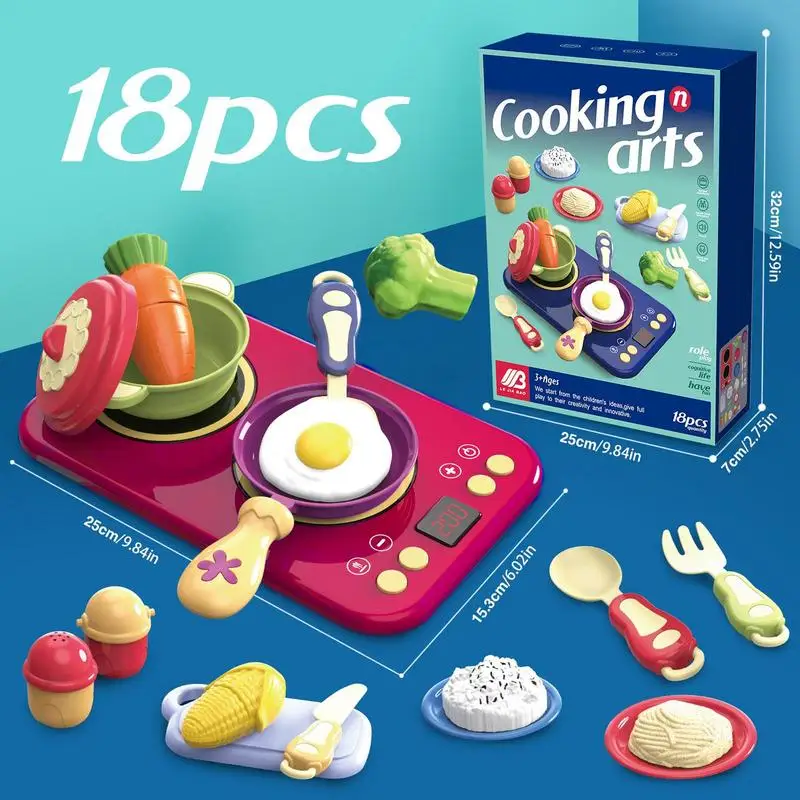 Kinder Küche Spielset Küche Rollenspiel Spielzeug mit Ton und Licht pädagogisches Cartoon Lernspielzeug für Kinder Mädchen Kinder