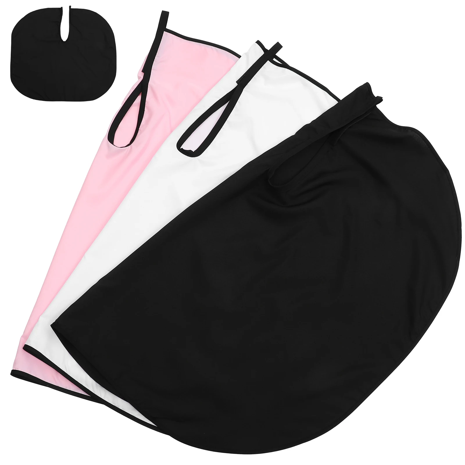 

3pcs Perming Dyeing Cape Salon Hair Cutting Pongee Barber Apron Lightweight Foldable Travel Pink Black White Styling Gown