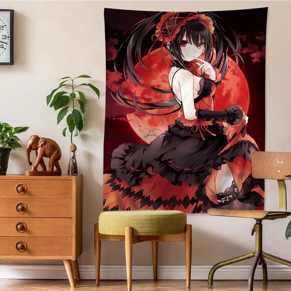 Tokisaki Kurumi Cartoon Tapestry Bohemian Wall Tapestries Mandala Wall Hanging Sheets