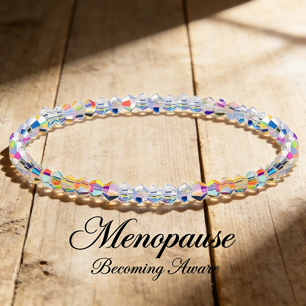 1 pulsera de cuentas de cristal con la inscripción "Menopausia: Despertar" - Regalo de joyería que da poder a las mujeres y apoya su experiencia de menopausia