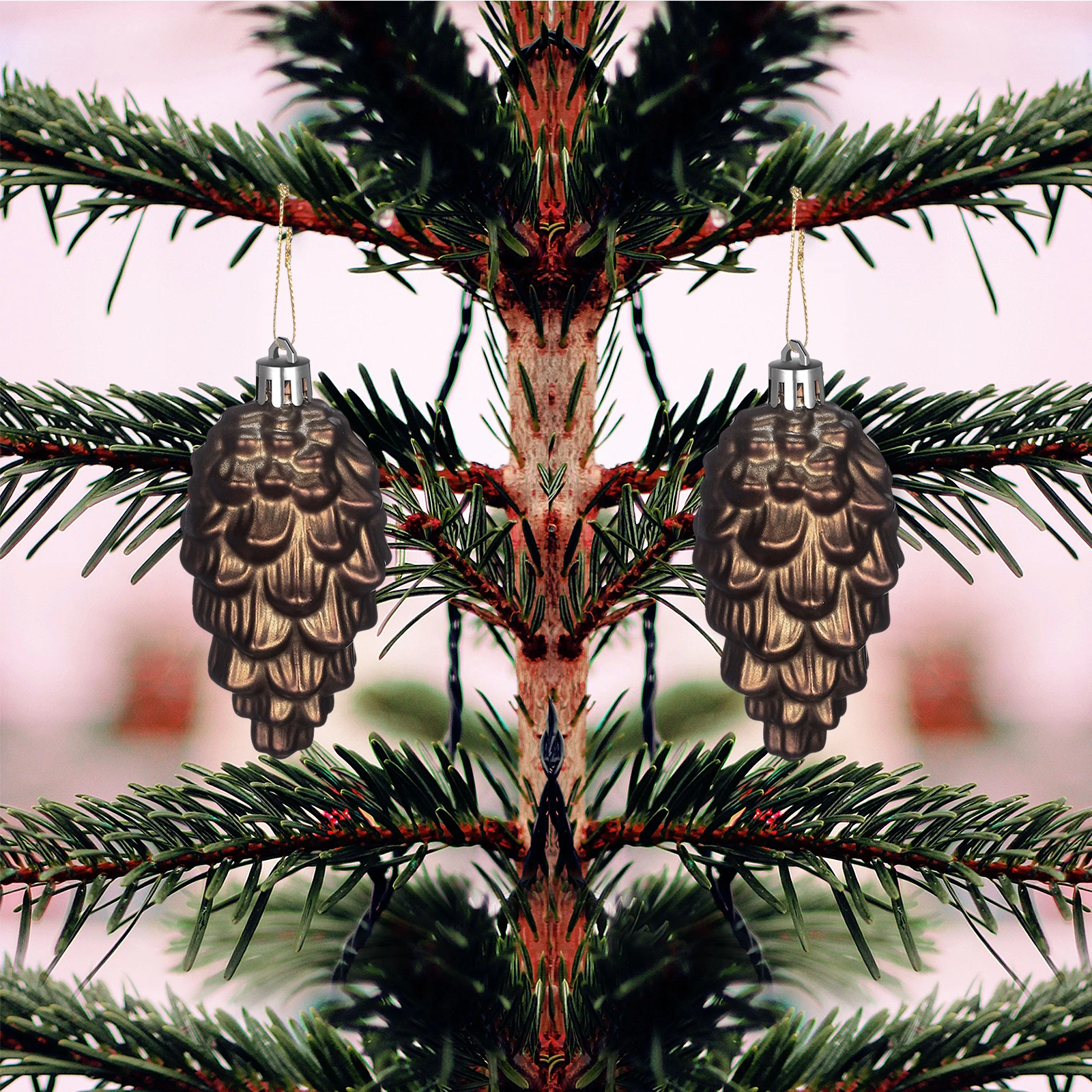 

8Pcs Holiday Hanging Decor Christmas Pine Cones Ornaments for Tree Party Home Garden Xmas Decoration Festive Pendant