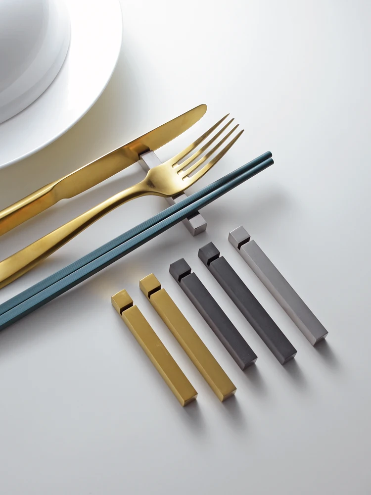 Q Stainless Steel Chopsticks Holder Tabletop Decoration Spoon Pillow Fork Pillow Western Dining Knife Slot Public Utensil S...