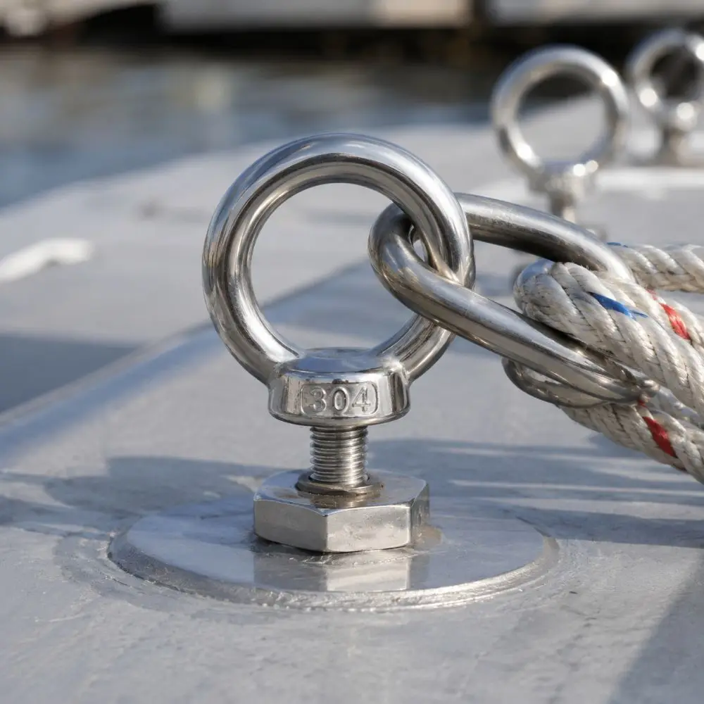 304 Stainless Steel Eye Bolts M8 15-150mm Hand-twisting O-Ring Extended Bolts Heavy-Duty Rust Prevention Lifting Bolts Eyelets