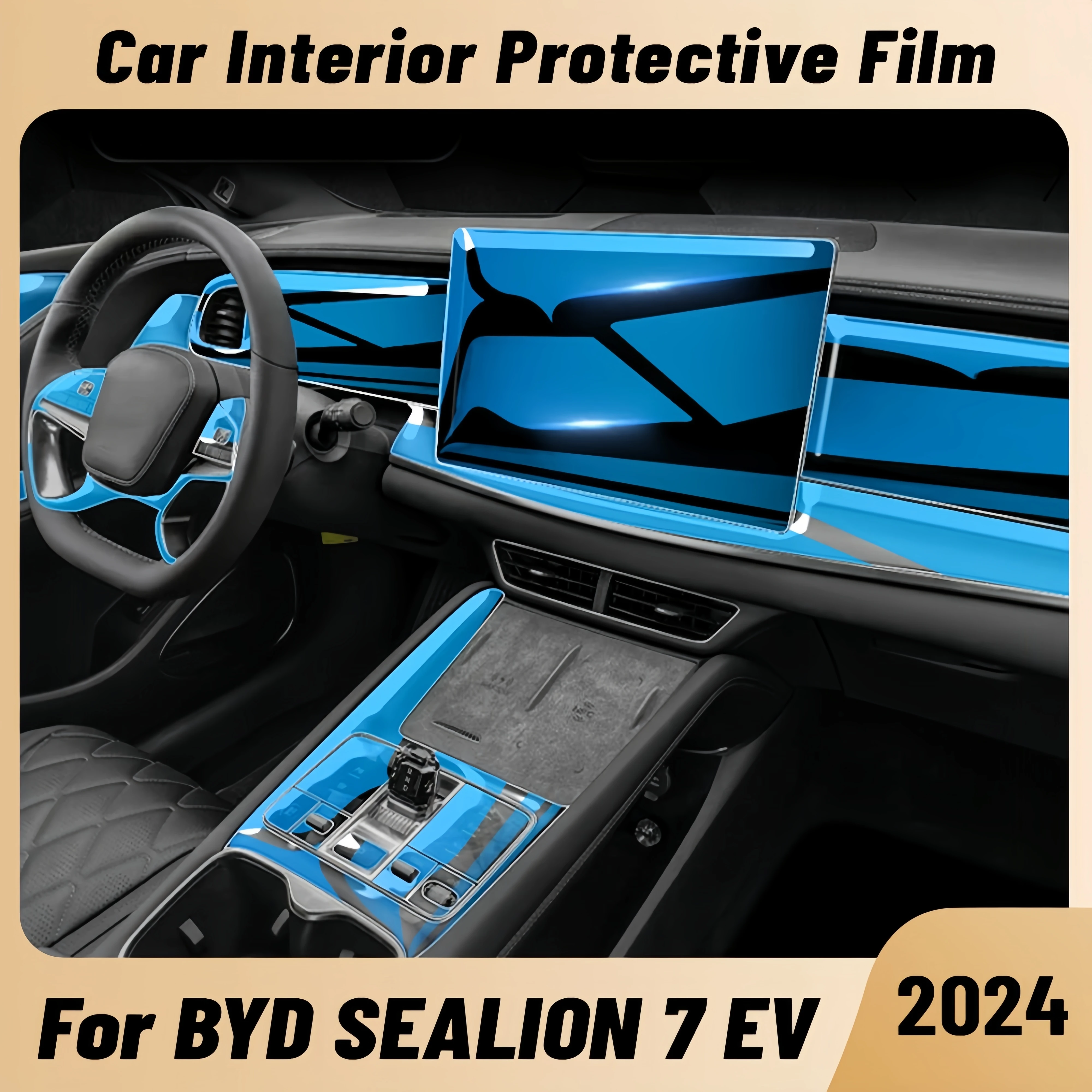 Auto Anti-scratch Car Interior Center Console Media Dashboard Navigation TPU Protector Film For BYD SEALION 7 Electric 2024