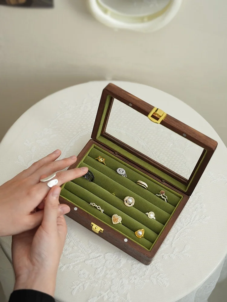 

Large Capacity Wooden Jewelry Box Ring Earring Storage Case Portable Wedding Favors Small Size in Wedding Rings