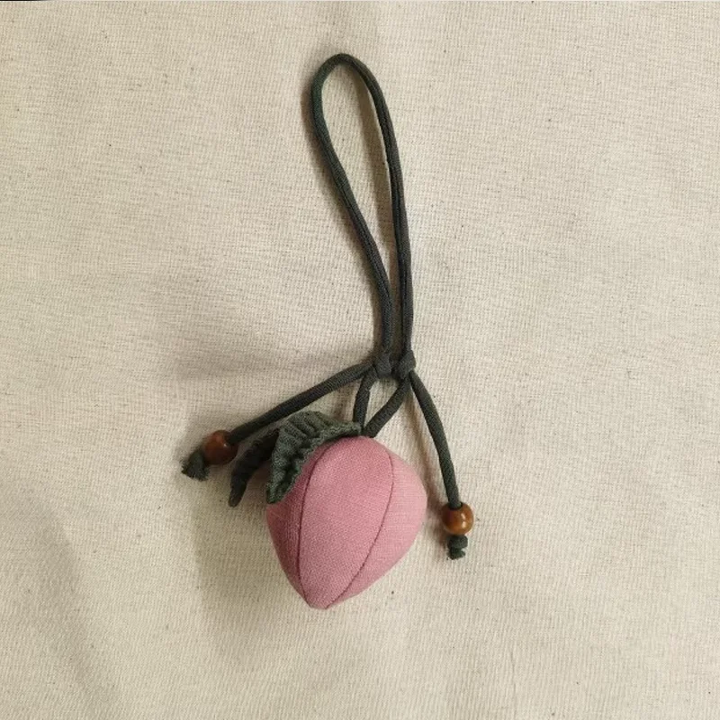 Bag Pendant Keychain Hand Sewn Peach Shaped Pendant For Man Or Woman Gift