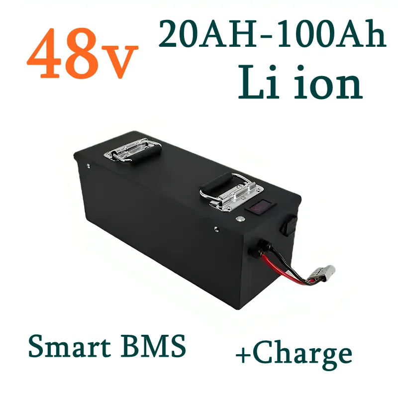 Deep Cycle 48V 100Ah 80Ah Lithium Battery Pack with BMS + 10A Charger - Rechargeable Power for Solar System UPS Air Conditioning