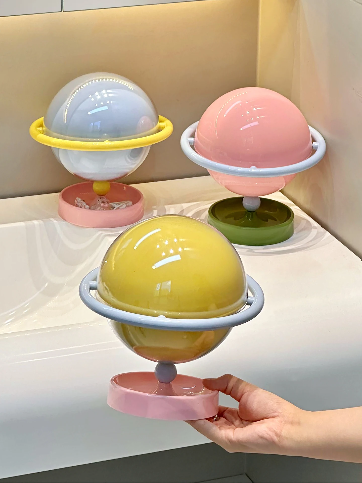 Planet Storage Box Bathroom Countertop Flip-Top Organizer Shelf