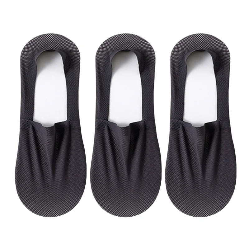 3Pairs Mannen Bootsokken Dunne Ademende Zachte Casual Zomer Onzichtbare Sok Hoge Kwaliteit Effen Kleur Siliconen Antislip Low cut Sox