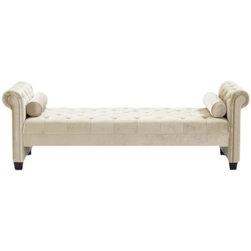 

Cotton Linen Bed End Stool Living Room Leisure Sofa Stool Soft Bag Pull Button Bench Door Door Shoe Stool