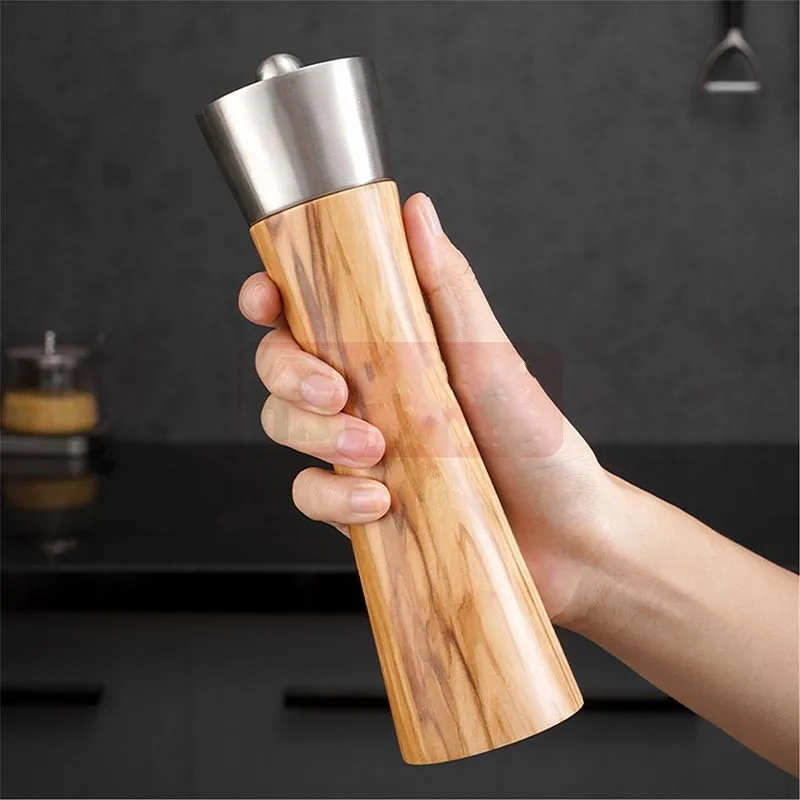 Imagem -04 - Olive Wood Pepper Grinder Manual Núcleo Cerâmico Household Sea Salt Mill Bbq Tempero Ferramentas 8