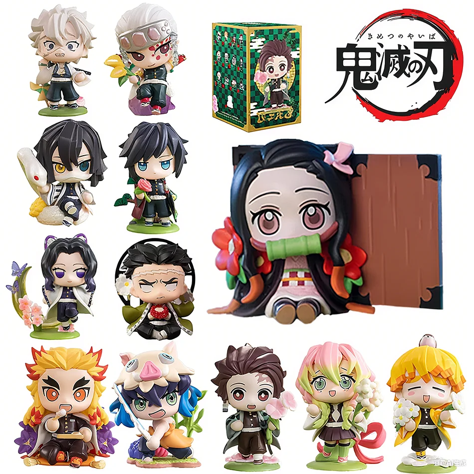 Demon Slayer Tanjiro Kamado Nezuko anime cartoon figure scatola cieca creativa statua personalizzata modello ornamento confezione regalo a sorpresa