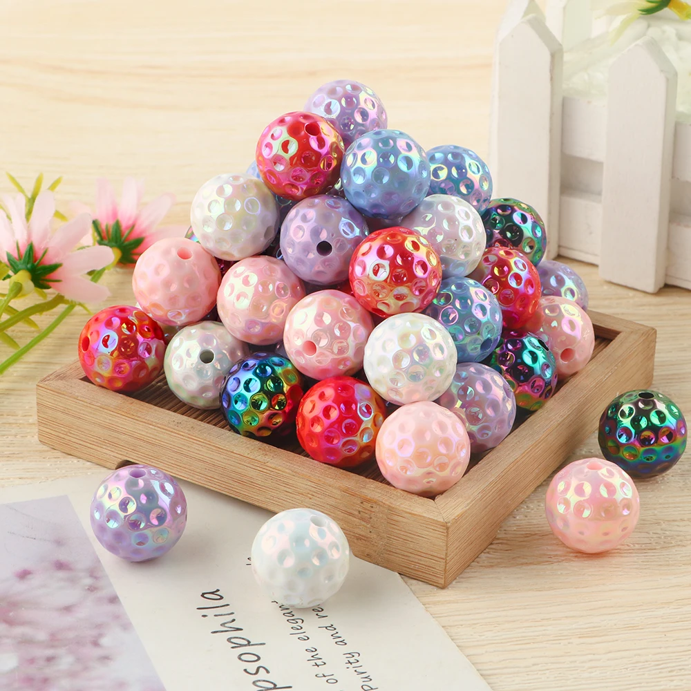 12pcs 15/20mm Iridescent Concave Acrylic Round Beads  For Jewelry Making DIY Bracelets Necklaces Earrings Handmade Accessories