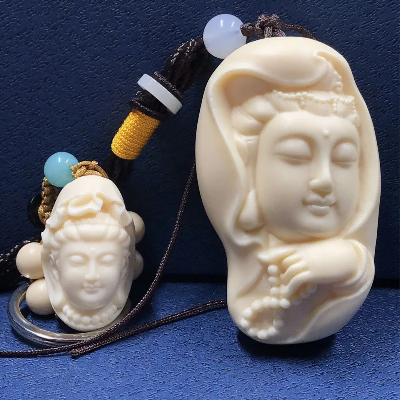 

Factory Direct Supply Ivory Nut Carving Creative Guanyin Suit Guanyin Figure of Buddha Car Pendant Gift Set Suit