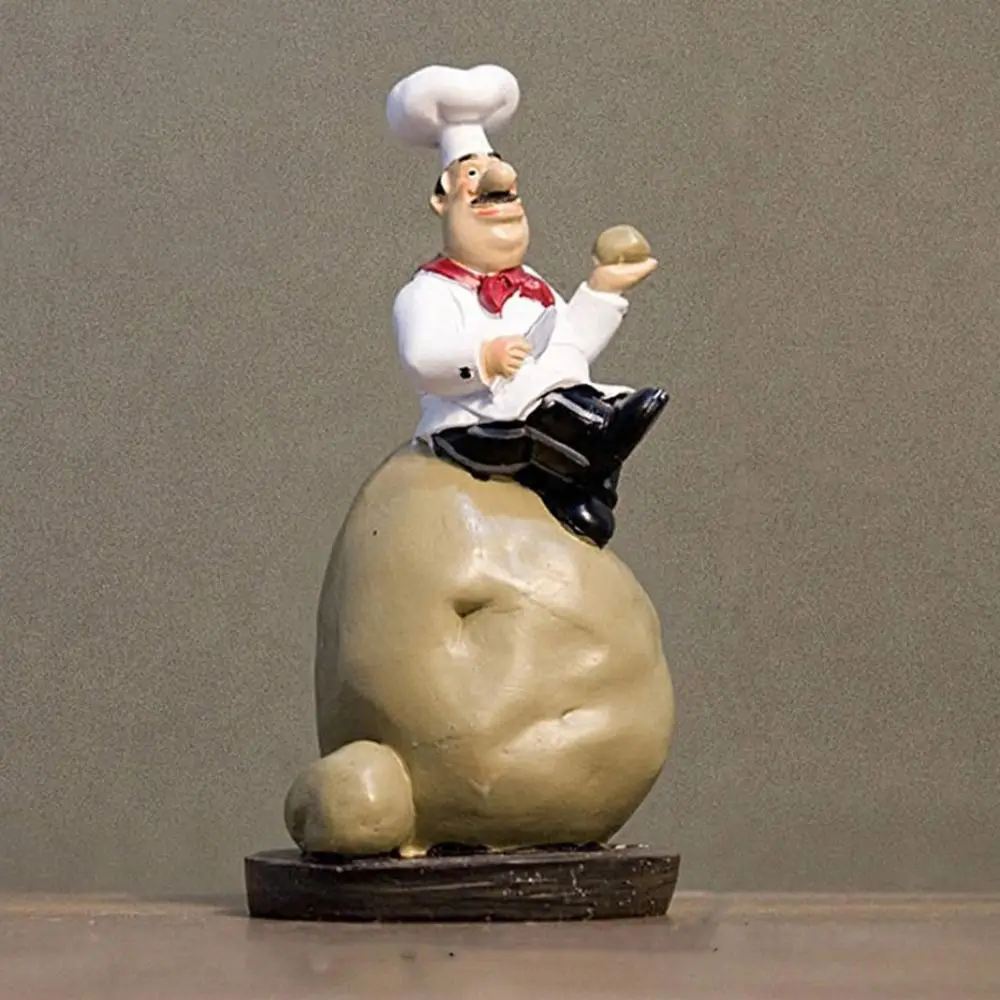 Handicraft Rustic Bakery Chef Resin Statue Simulated Crafts Farmhouse Cake Shop Decor Collectible Display Kitchen Chef Figurine