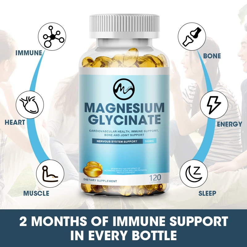 Magnesium Glycinate Capsules Dietary Supplement Support Bone Immune System,Heart Health Mineral Supplement Help Natural Sleep