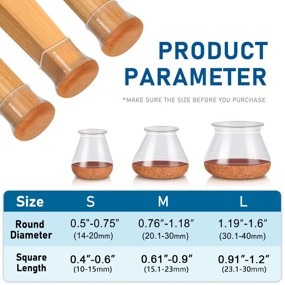 24 قطعة من واقيات أرضية أرجل الكرسي للأرضيات الصلبة، أغطية كراسي من السيليكون تغطي وسادات الأثاث المتزلجون مع قاعدة لباد ملفوفة #3
