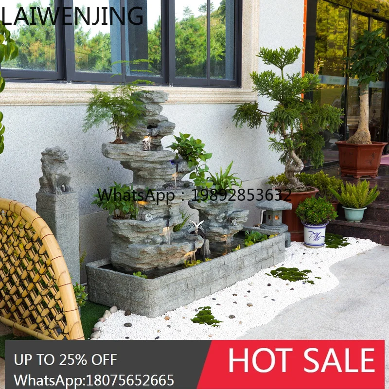 B1 courtyard bonsai decoration rockery flowing water fountain ornament fish pond landscaping view