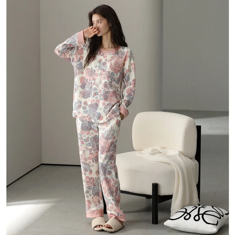 

Pajama Sets Y2K Warm Women Lace Up Detail Cotton Blend Three Quarter Sleeve Sleepwear Capris Adjustable Fit Casual Spring Summer