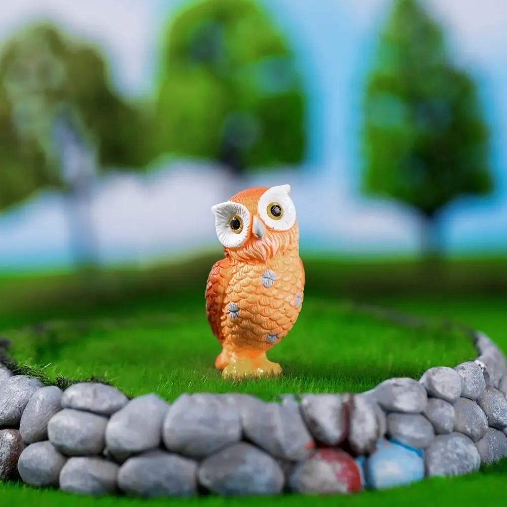 7-style Micro Landscape Simulation Owl Ornaments Resin Crafts Cartoon Owl Miniatures Cute Mini Owl Ornaments Scene Decor