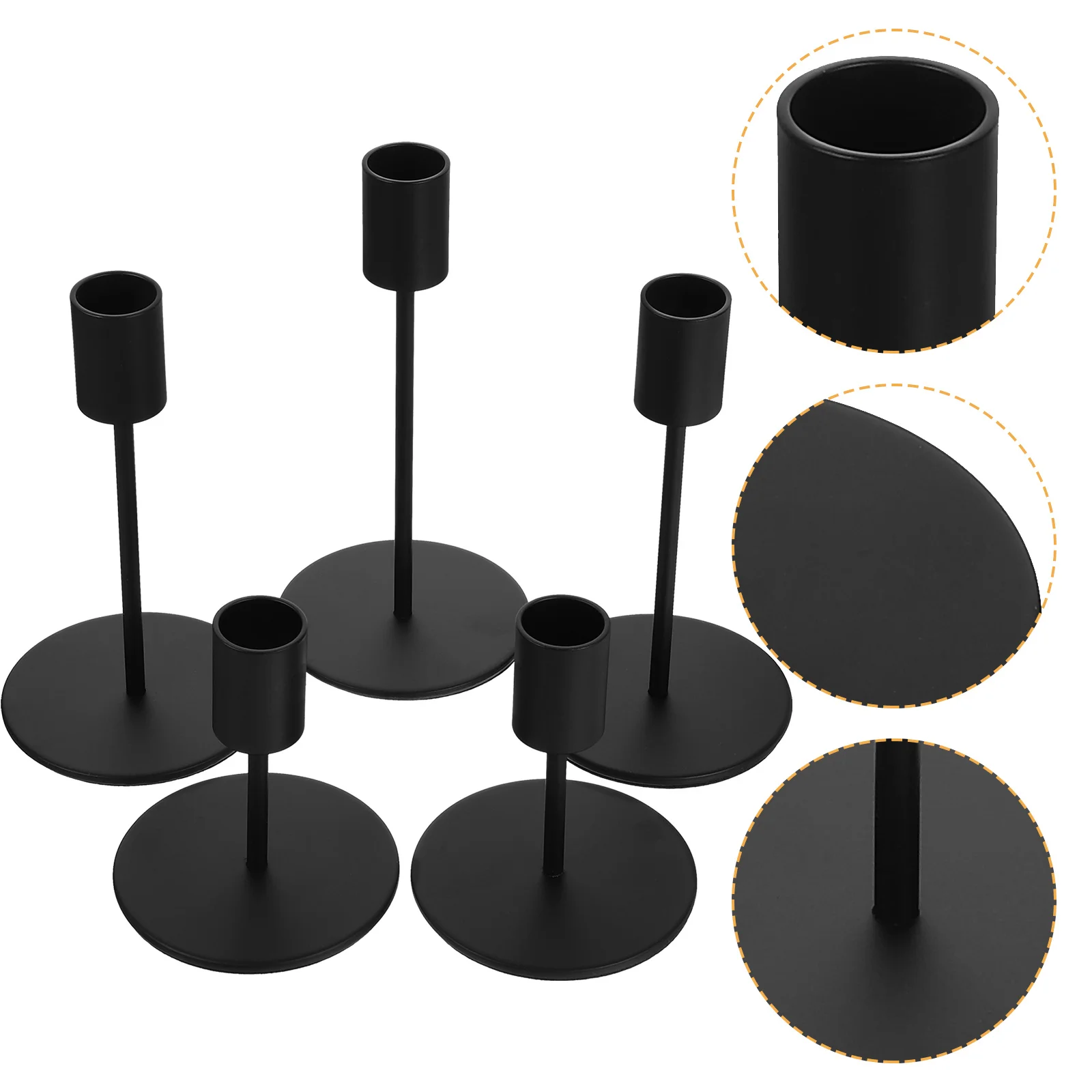 

5Pcs Decorative Holder Iron Metal Taper Candlesticks European Minimalist Style for Living Room Bedroom Ambience