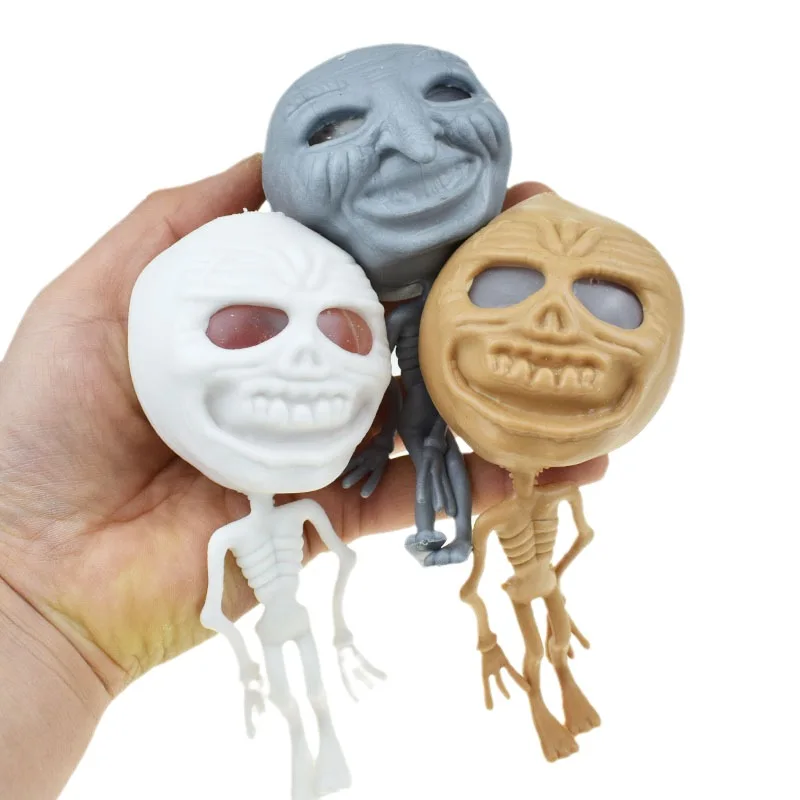 Funny Gothic Squeeze Skull Toys Squishy Horror Skull Stress Relief Vent Kneading Decompression Toy Funny Halloween Toys Gift