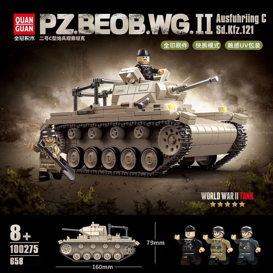 Full Crown Building 100275 Military No.2 C-Type Artillery Observation Tank Male Assembly Toy Gift