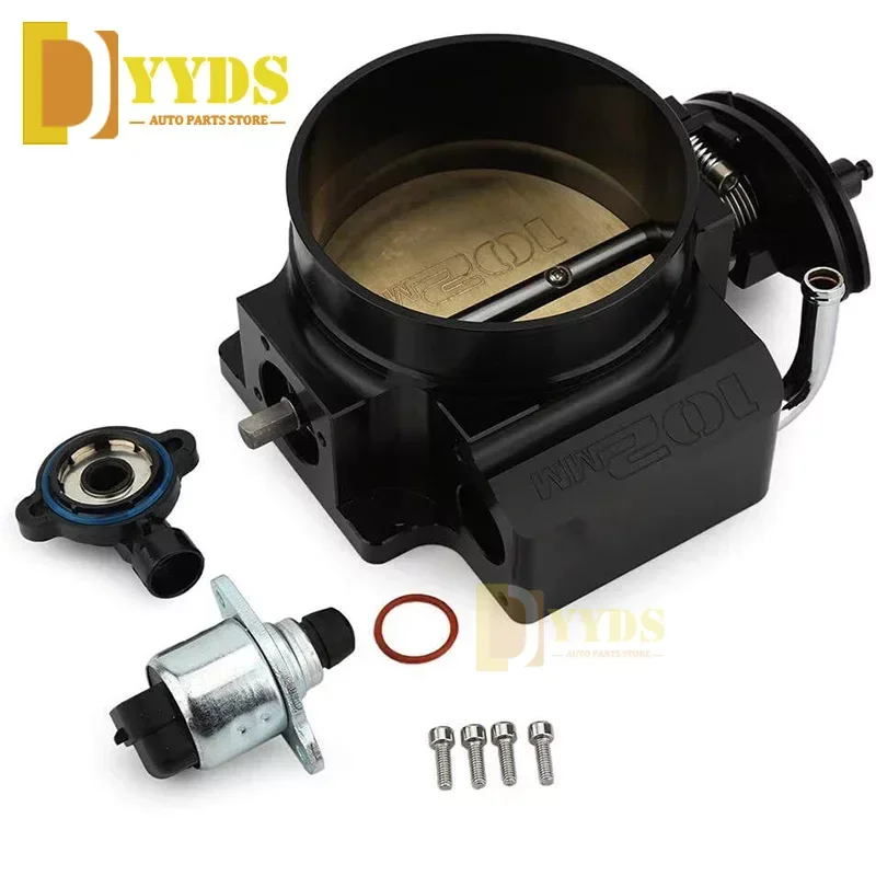 92mm/102mm Billet Aluminum Throttle Body With TPS Sensor For LS1 LS2 LS3 LS6 LSX Car Modification Parts Black TT102152 High Flow