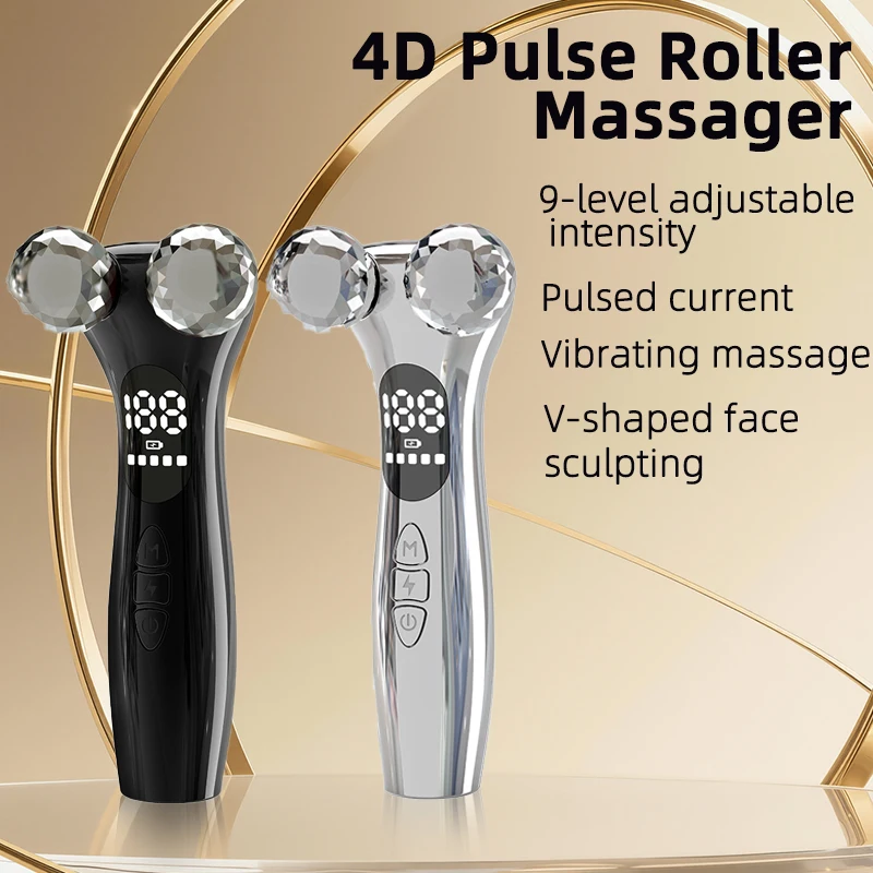 Handheld 4D Microcurrent Roller Massager for Face Eye Portable V Line Lifting Beauty Tool