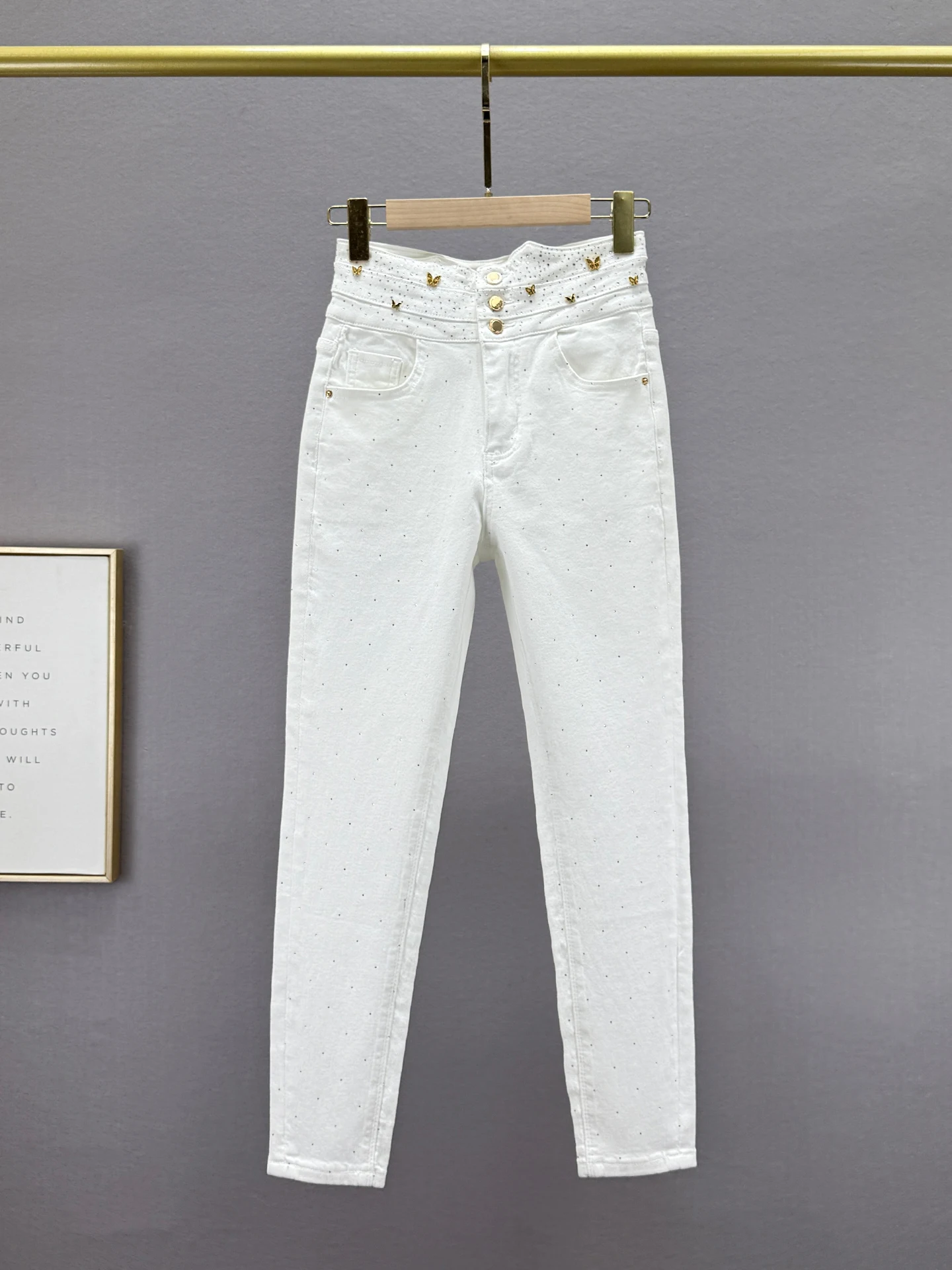 

Женские джинсы с высокой талией, на флисовой подкладке, облегающие, синие, укороченные, с зауженными штанинами, европейский стиль, из эластичного хлопкового денима