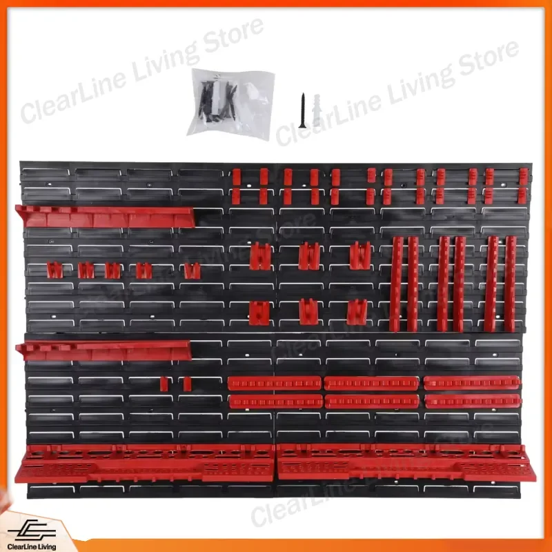 for Pegboard Tool Organizer 68 Piece Kit Wall Mount Wrench Tray Holder Screwdriver Rack Triangle Hook Garage Storage