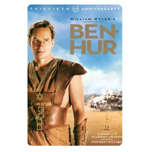 Placa de Metal Decorativa Ben Hur Charlton Heston - 20x30cm - Alumínio