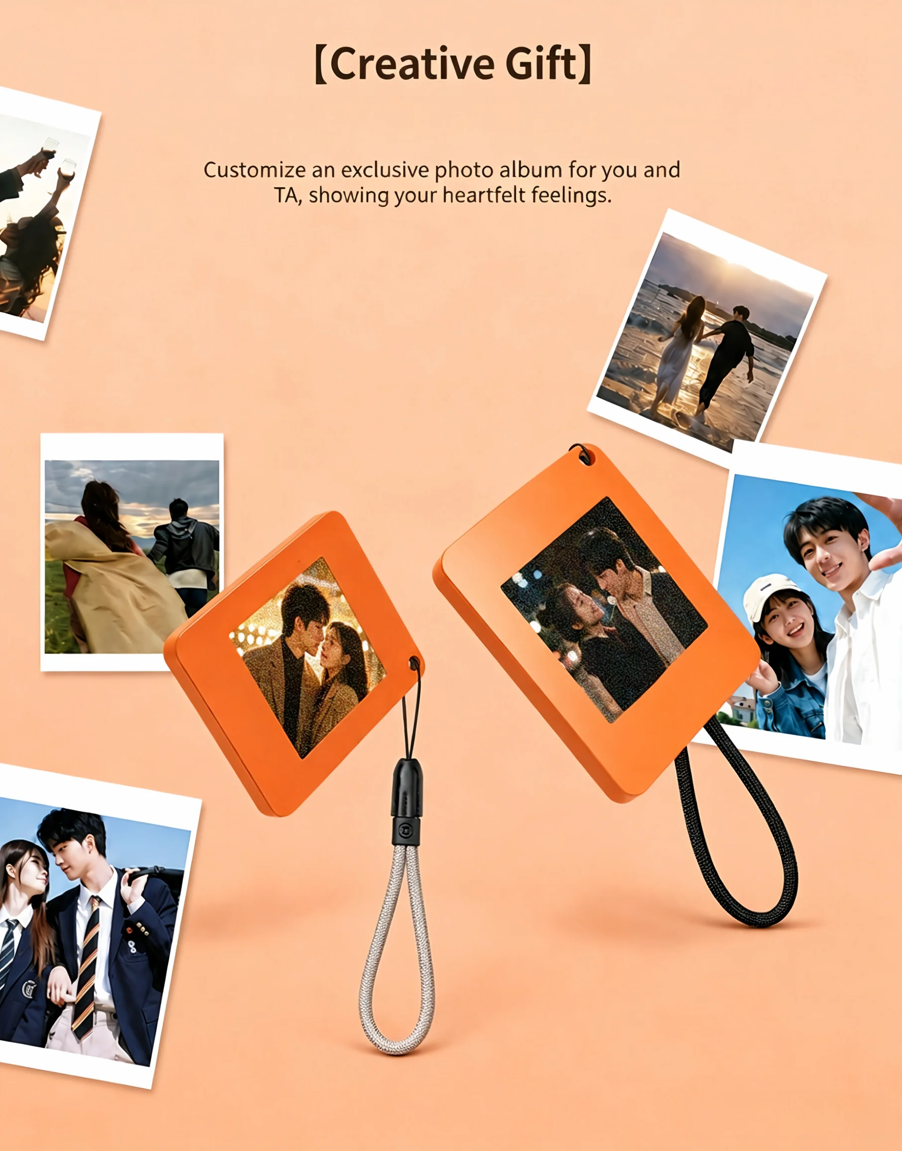 

Portable Smart Photo Display Keychain Custom Screen Casting Picture Pendant With Lanyard Personalized Key Backpack Ornament