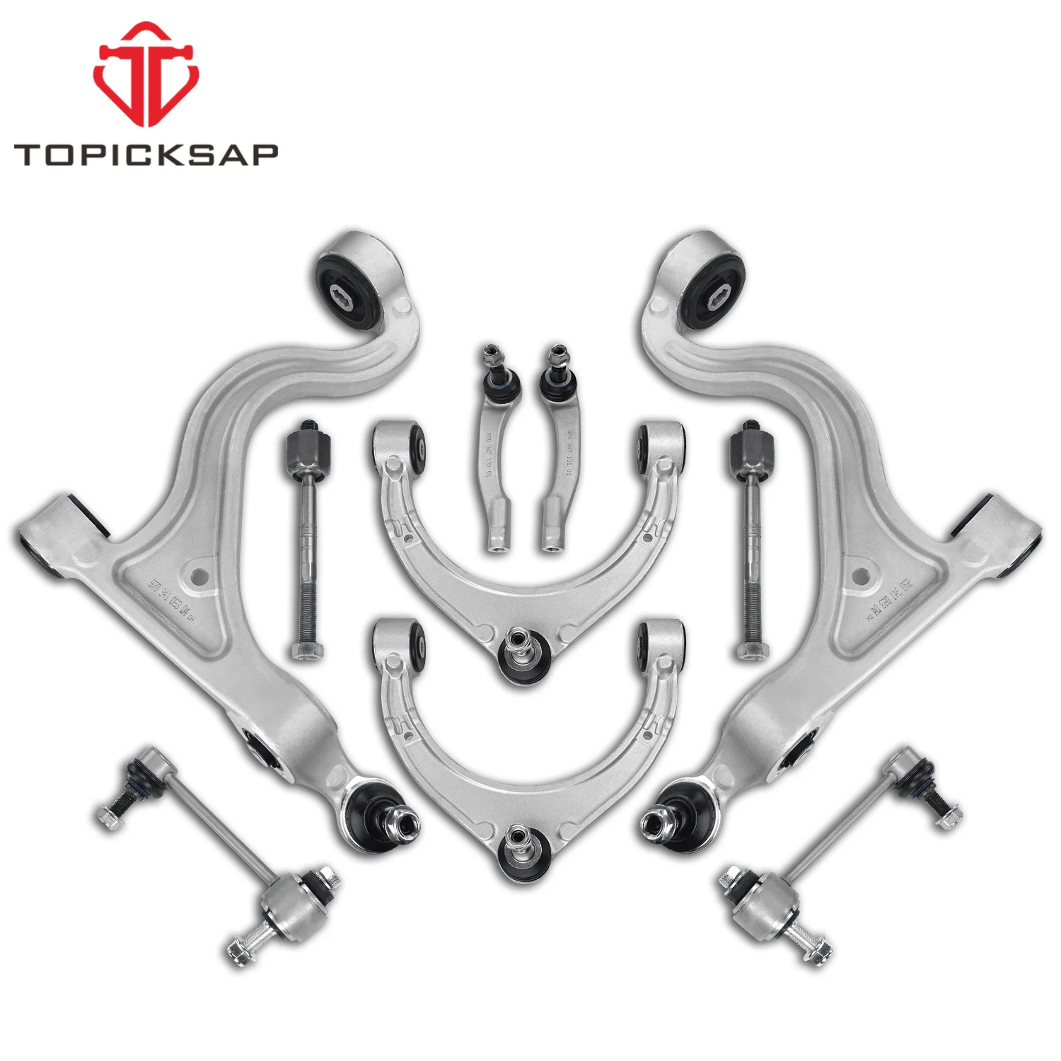 TOPICKSAP 10Pcs Front Upper/Lower Control Arm Stabilizer Link Tie Rod & Ball Joint Kit for Porsche Panamera 970 2009-2014