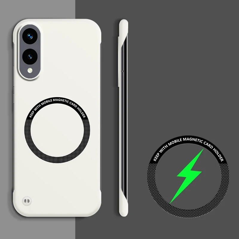 Ultradünne, rahmenlose Hülle für Samsung Galaxy S25 Edge S24 Ultra S23 Plus FE S22 Magsafe magnetische kabellose Ladegerät-Telefonabdeckung – Detail 2