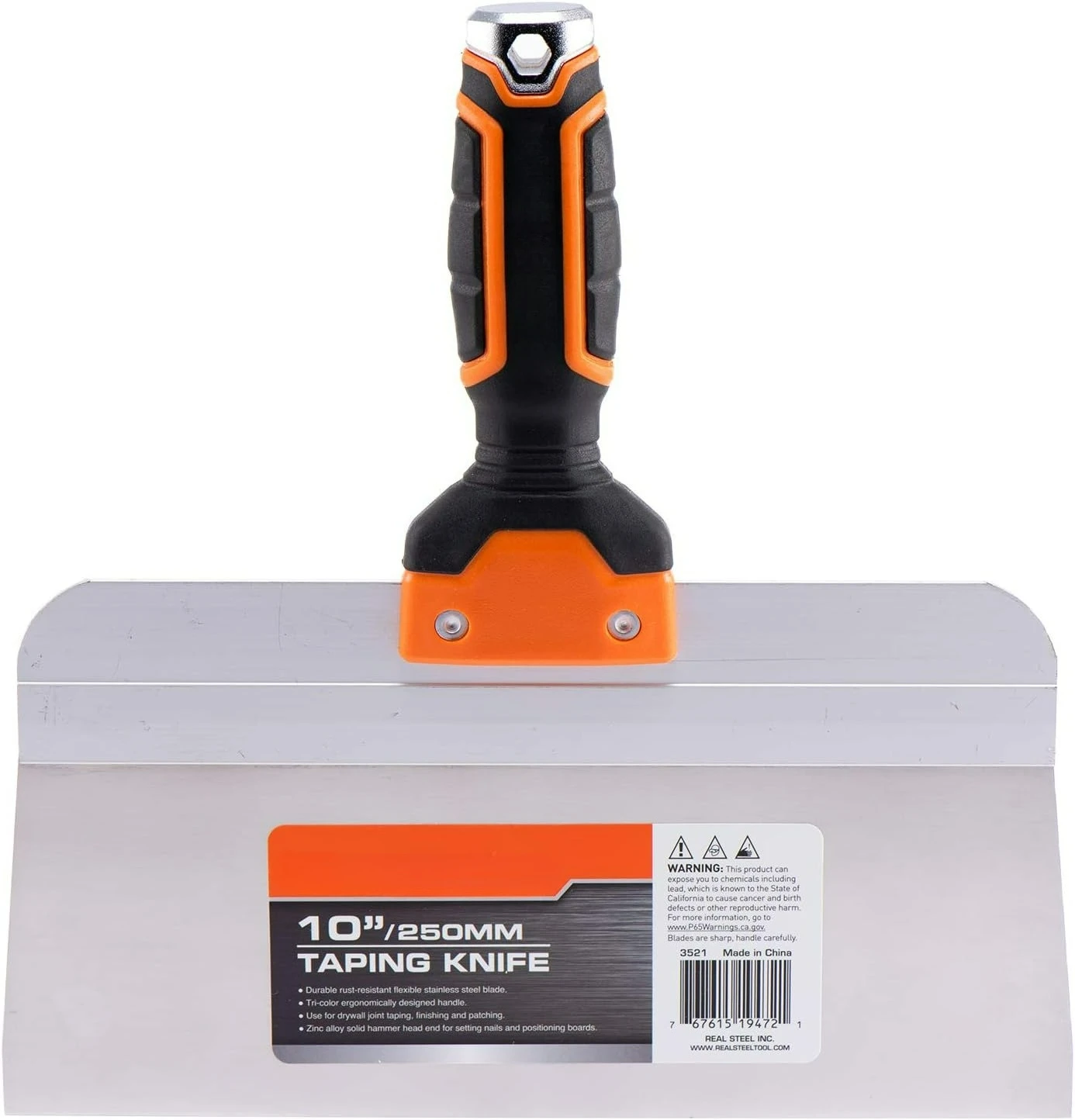 

10 Inch Stainless Steel Drywall Taping Knife Scraper with Flexible Blade and Soft Grip Handle (3521)