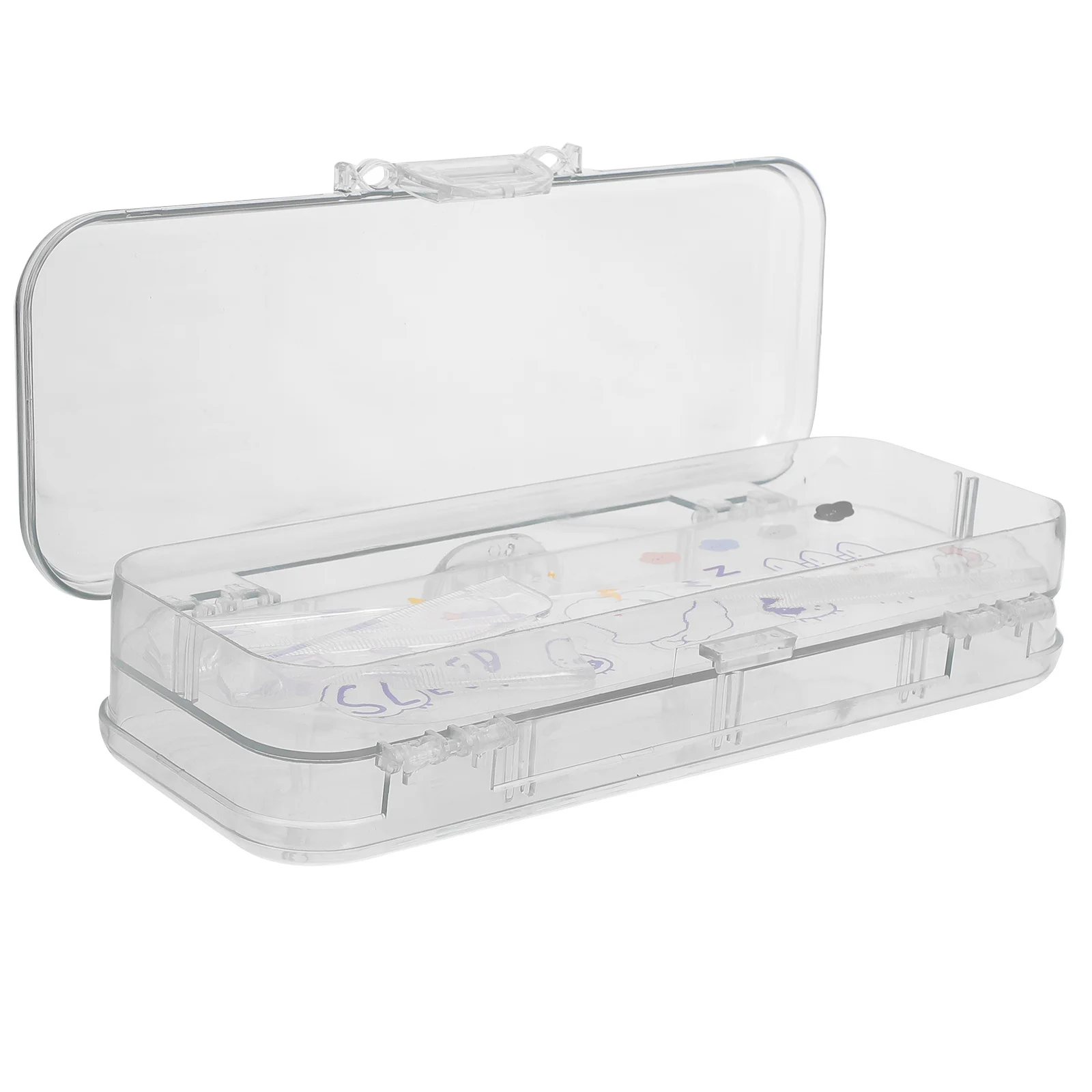 

Plastic Pencil Box Clear Stationery Container with Simple Design Ideal for School Office Travel Use Multi-Functional Pen Pencil