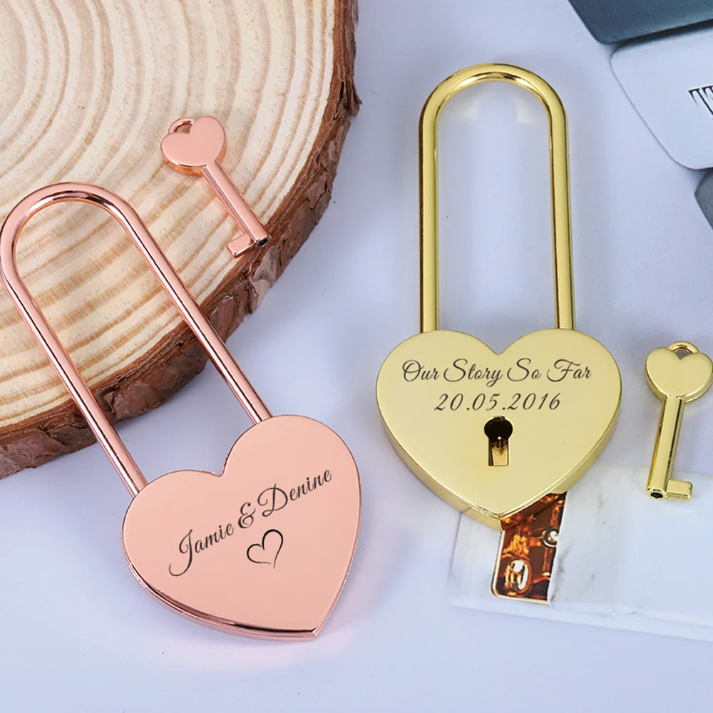 

Personalized Name Large Padlock Engagement Love Lock for Her Wedding Anniversary Valentine's Day Gift Engraved Heart Lock Bridge