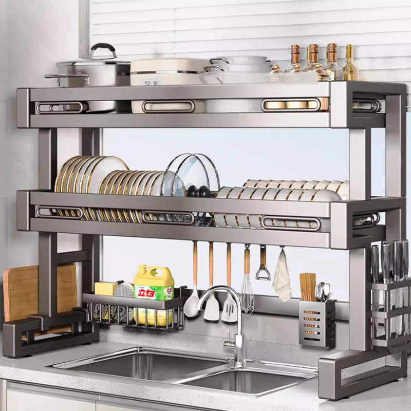 

‌Premium 304 Stainless Steel Dish Rack,Multi-Layer Cutlery Organizer,Rustproof Kitchen Shelf,Compact Countertop Drying Station