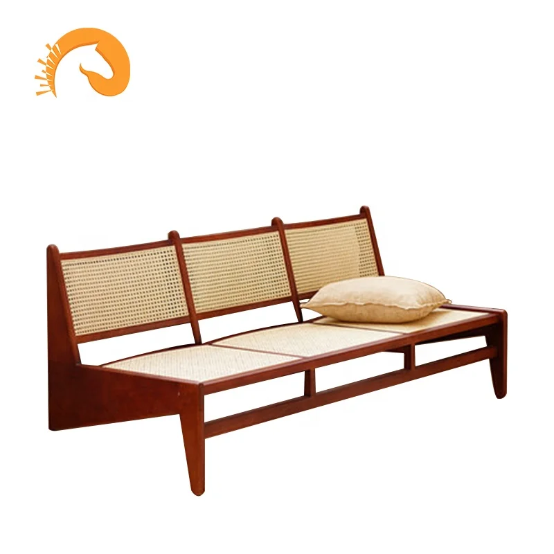 

Japanese Style Three Seaters Small Family Living Room Antique Furniture Cherry Wood Nordic Sofa Chair