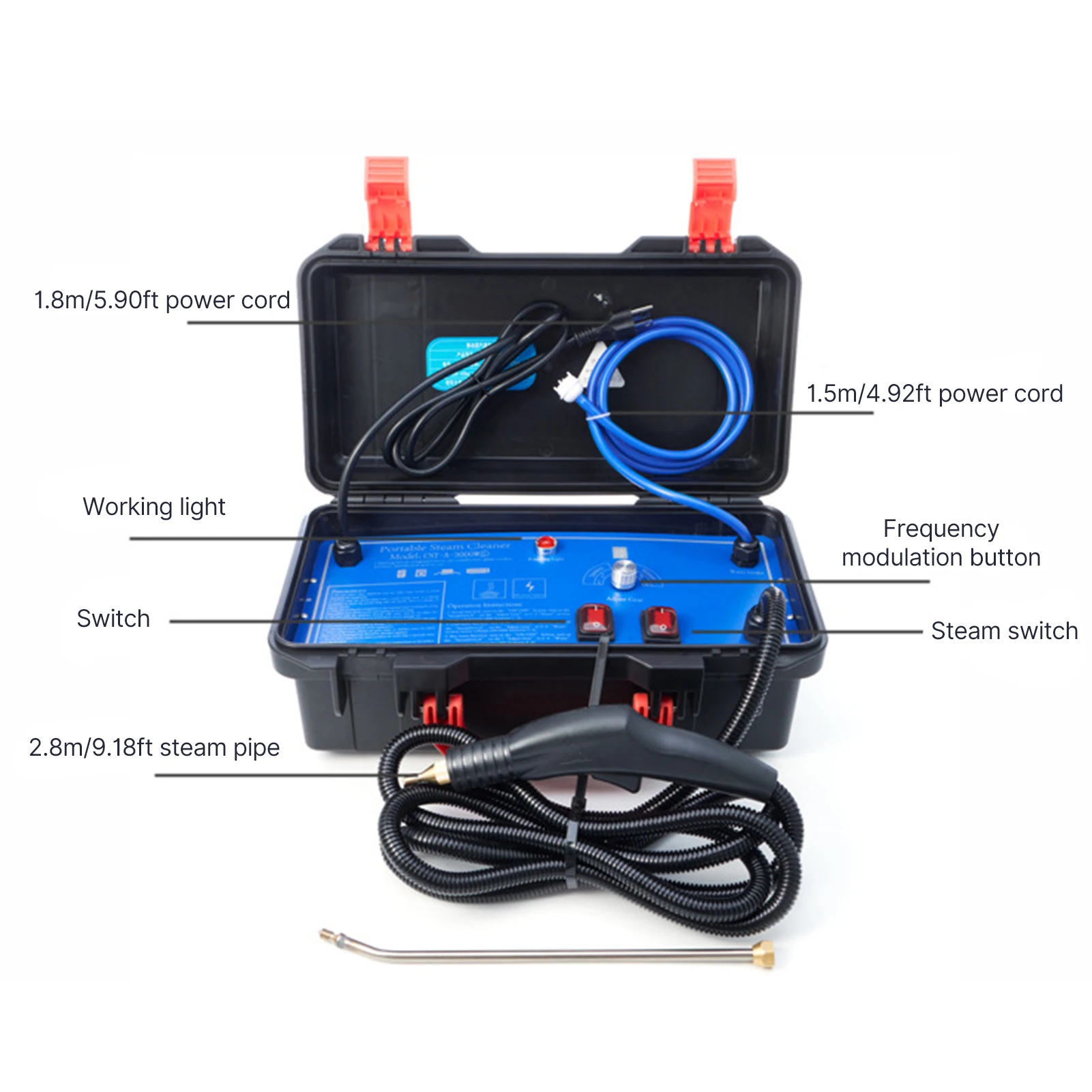 1500W Smart Steam Cleaner Voice Broadcast & LED Light 3-Temp Cold/Hot Steam with 10 Accessories for Kitchen Bath Car Deep Cleani