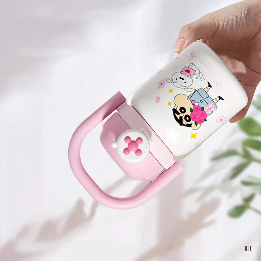 Crayon Shin-Chan Insulated Cup, Baby-Grade 316L Stainless Steel, Insulated Hot and Cold Water Bottle, Direct Drinking Straw Cup, Dual-Use Children's School Water Bottle, High-Value New Model