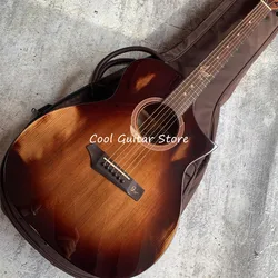 Cutaway Model of Solid Mahogany Back and Sides,All Solid Wood Acoustic Guitar,GA Body,Caramel Color,40 Inches,Free Shipping